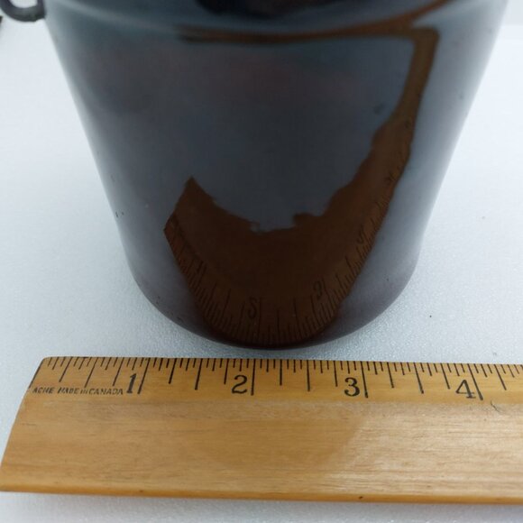 Vintage Brown Glazed Cheese / Butter Crock With Lid & Latch Stoneware - Picture 15 of 15